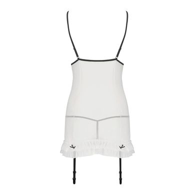 Сорочка прозора з пажами ORIHIME CHEMISE white L/XL - Passion, трусики, стрепи