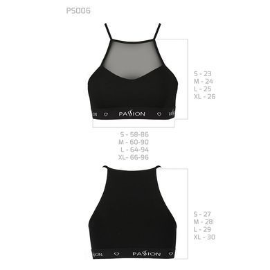 Спортивный топ с прозрачной вставкой Passion PS006 TOP black, size L