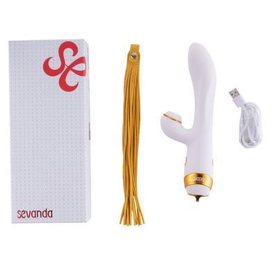 Вибратор-кролик с флогером LOCKINK SEVANDA Whip Vibrating Massage Wand - White & Golden