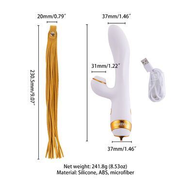 Вибратор-кролик с флогером LOCKINK SEVANDA Whip Vibrating Massage Wand - White & Golden