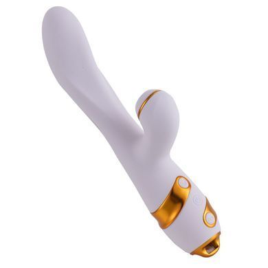 Вибратор-кролик с флогером LOCKINK SEVANDA Whip Vibrating Massage Wand - White & Golden