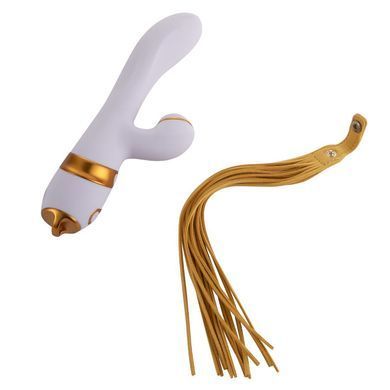 Вибратор-кролик с флогером LOCKINK SEVANDA Whip Vibrating Massage Wand - White & Golden