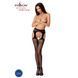 Эротические колготки-бодистокинг Passion S005 black, имитация чулок и пояса для чулок, Черный