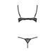 Комплект белья VALERY SET OpenBra black S/M - Passion Exclusive: стрепы: трусики, открытый лиф