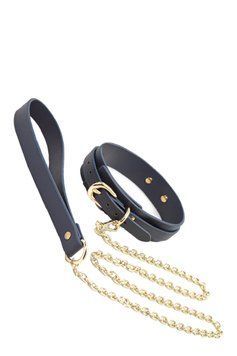 Нашийник з повідцем BONDAGE COUTURE COLLAR AND LEASH BLUE