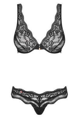 Комплект мереживний Obsessive Luvae чорний, S/M