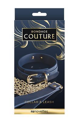 Нашийник з повідцем BONDAGE COUTURE COLLAR AND LEASH BLUE