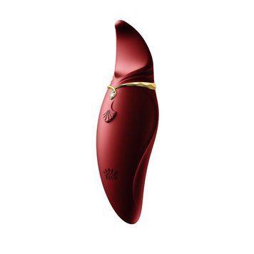 Вибратор 2в1 с язычком Zalo &mdash; Hero Wine Red, кристалл Swarovski