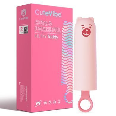 Вібратор CuteVibe Teddy Pink (Black Dildo), реалістичний вібратор під виглядом морозива