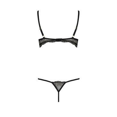Комплект белья VALERY SET OpenBra black XXL/XXXL - Passion Exclusive: стрэпы: трусики, открытый лиф
