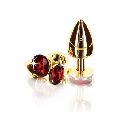 Анальна металева пробка M (Medium) з каменем червоного кольору Butt Plug With Diamond Jewel Taboom