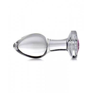 Анальна пробка зі стразом Pink Gem Glass Anal Plug With Gem скляна, Medium