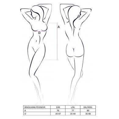(SALE) Прозрачный пеньюар BRASILIANA PEIGNOIR black XXL/XXXL - Passion Exclusive, трусики, Черный