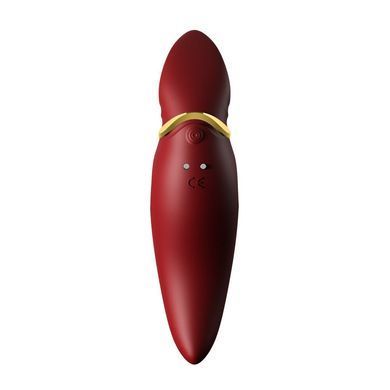 Вибратор 2в1 с язычком Zalo &mdash; Hero Wine Red, кристалл Swarovski