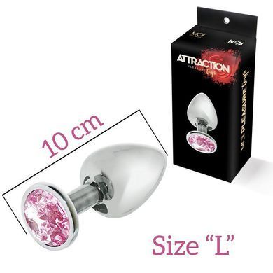 Металевий анальний затор з рожевим кристалом MAI Attraction Toys №74 (м'ята упаковка)