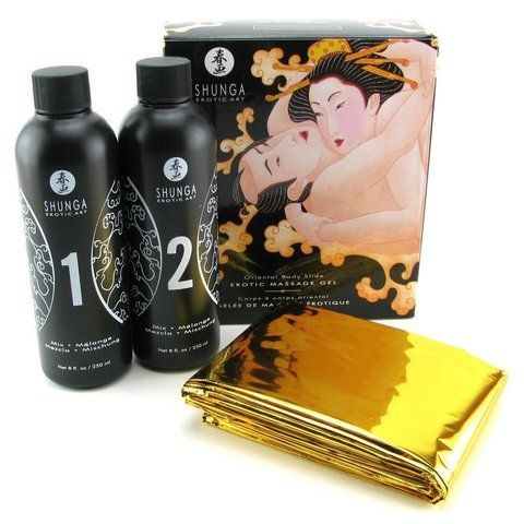 Гель для NURU масажу Shunga Oriental Body-to-Body &ndash; Melon Mango (2 x 225 мл) плюс простирадло