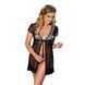 (SALE) Прозрачный пеньюар BRASILIANA PEIGNOIR black XXL/XXXL - Passion Exclusive, трусики, Черный