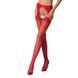 Эротические колготки-бодистокинг Passion S018 red, имитация чулок с вертикальными полосками и пояс, Красный