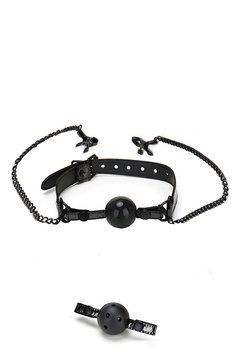 Кляп с зажимами для сосков WHIPSMART DIAMOND BLACK