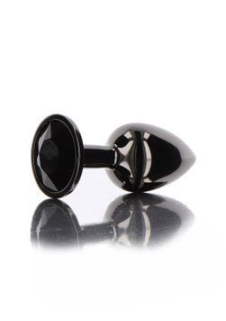 Анальна металева пробка M із чорним каменем Butt Plug With Diamond Jewel Taboom