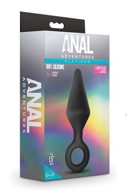 Анальна пробка з кільцем-стопером L Anal Adventures Blush, силіконова, чорна, 13.3 х 3.8 см