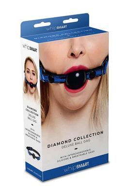Кляп із двома змінними кульками Whipsmart Diamond Collection, синій