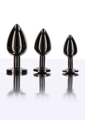 Анальная металлическая пробка M с черным камнем Butt Plug With Diamond Jewel Taboom