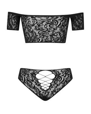 Комплект кружевной топ и трусики Obsessive Inessita set Black XL/XXL