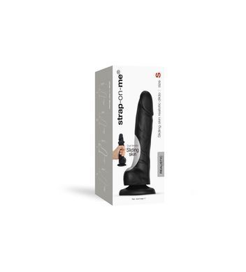 Реалістичний фалоімітатор Strap-On-Me Sliding Skin Realistic Dildo Black - S, ефект рухливої шкіри
