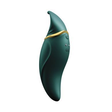 Вібратор 2в1 з язичком Zalo &mdash; Hero Jewel Green, кристал Swarovski