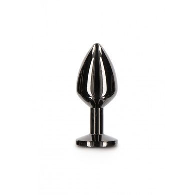 Анальная металлическая пробка M с черным камнем Butt Plug With Diamond Jewel Taboom
