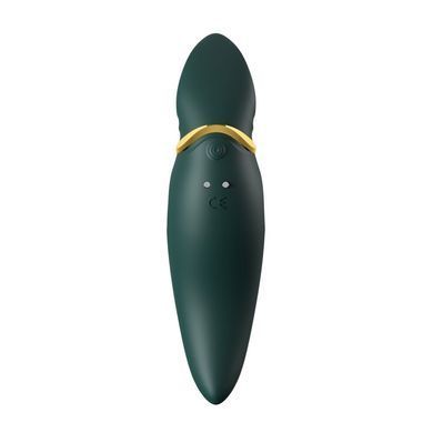 Вібратор 2в1 з язичком Zalo &mdash; Hero Jewel Green, кристал Swarovski