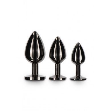 Анальная металлическая пробка M с черным камнем Butt Plug With Diamond Jewel Taboom