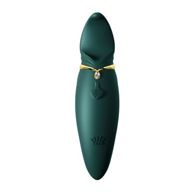 Вібратор 2в1 з язичком Zalo &mdash; Hero Jewel Green, кристал Swarovski