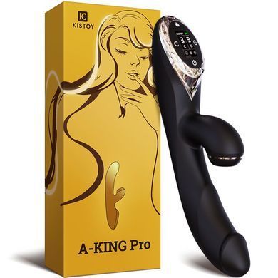 Вакуумний вібратор-кролик з підігрівом KisToy A-King Pro Black, з LED-екраном