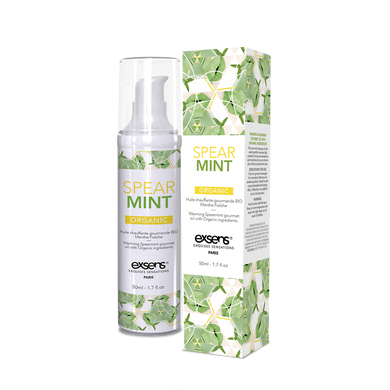 Массажное масло EXSENS Organic Spear Mint 50мл разогревающее, без сахара, без парабенов, съедобное