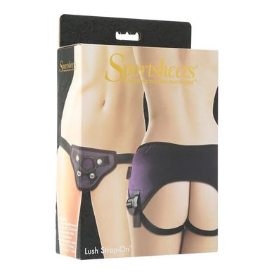 Трусы для страпона Sportsheets - Lush Strap On Purple, широкий бархатистый пояс, очень комфортные, Фіолетовий