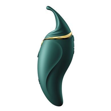 Вібратор 2в1 з язичком Zalo &mdash; Hero Jewel Green, кристал Swarovski