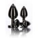 Анальная металлическая пробка M с черным камнем Butt Plug With Diamond Jewel Taboom