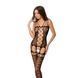 Бодістокінг Passion BS054 black, комбінезон, імітація панчох, відкритий животик, Черный