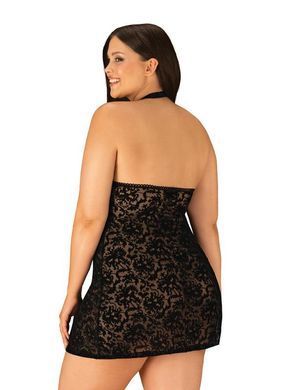411055 Сорочка з трусиками Obsessive Softily chemise 2XL/3XL Чорна