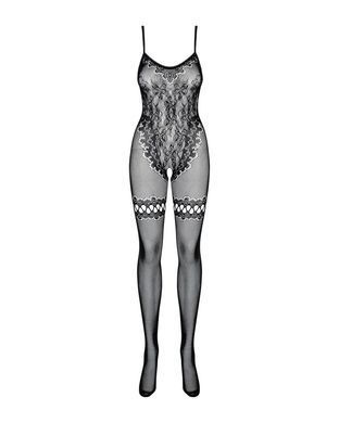 Бодистокинг Obsessive Bodystocking F213 S/M/L, имитация кружевного боди и резинки для чулок
