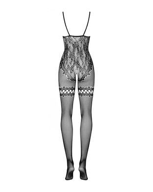 Бодистокинг Obsessive Bodystocking F213 S/M/L, имитация кружевного боди и резинки для чулок