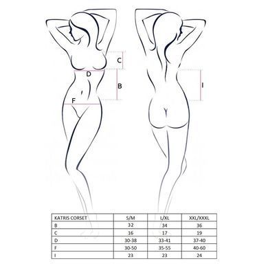 Корсет з пажами KATRISS CORSET black L/XL - Passion, трусики, шнурівка, Черный