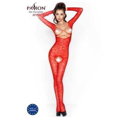 Бодістокінг Passion BS031 red, комбінезон з відкритими грудьми, Червоний