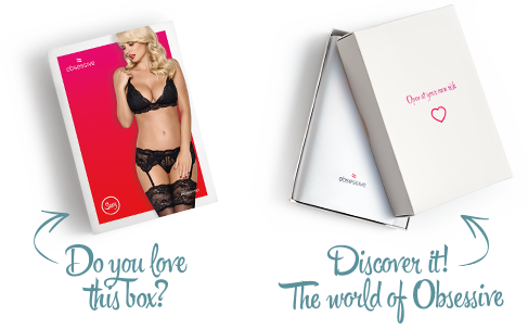 Кружевной комплект белья Obsessive 810-SEG-1 L/XL Black, бюстгальтер, стринги, пояс для чулок