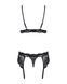 Кружевной комплект белья Obsessive 810-SEG-1 L/XL Black, бюстгальтер, стринги, пояс для чулок