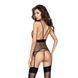 Корсет з пажами KATRISS CORSET black L/XL - Passion, трусики, шнурівка, Черный