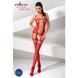 Бодистокинг Passion BS054 red, комбинезон, имитация чулок, открытый животик, Красный
