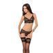 Комплект белья VELIA SET black S/M - Passion Exclusive: полупрозрачный лиф, трусики-пояс для чулок, Черный